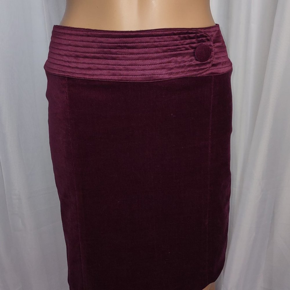 Behnaz Sarafpour burgundy velvet pencil skirt size 1